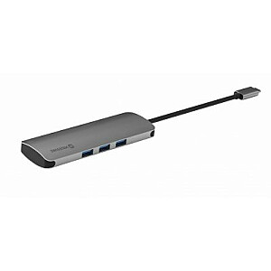 Разветвитель Swissten USB-C 6in1 с 3X USB 3.0 / 1X USB-C Power Delivery / 1X microSD / 1X SD / Алюминиевый корпус