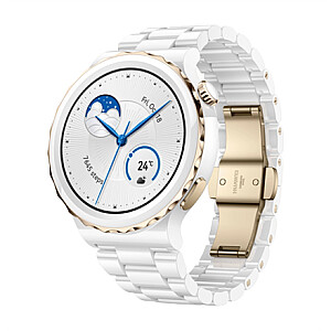 Huawei WATCH GT 3 Pro (48 mm) Smart watch, GPS (satellite), AMOLED, Touchscreen, Heart rate monitor, Activity monitoring 24/7, Waterproof, Bluetooth, White Ceramic Case with White Ceramic Strap