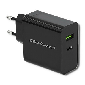 Зарядное устройство Qoltec 51717 | 42 Вт | 5-20В | 2,25-3А | USB тип C PD | USB | Чернить