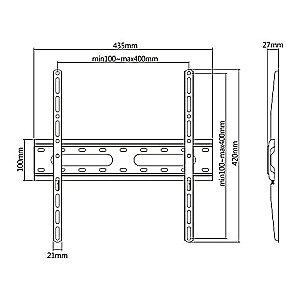 Televizora kronšteins Maclean MC-938 Economy, Max Vesa 400x400, 32-55", 45 kg, melns