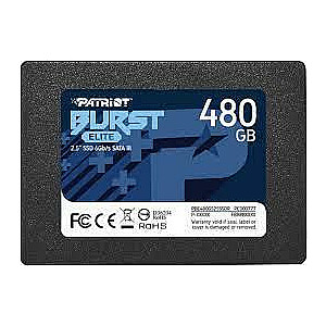 SSD PATRIOT Burst Elite 480 ГБ SATA 3.0 3D NAND Скорость записи 320 МБ/с Скорость чтения 450 МБ/с 2,5" TBW 200 ТБ PBE480GS25SSDR