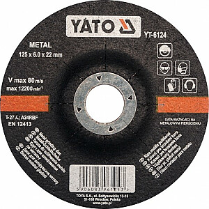 Slīpripa Yato Convex metālam 125x6,0x22mm (YT-6124)