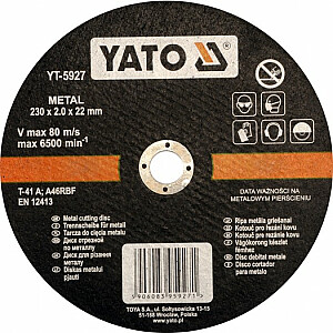 Metāla griešanas disks Yato 230x2,0x22mm (YT-5927)