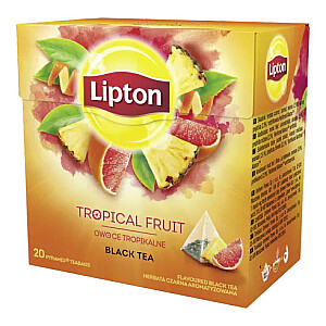 Lipton melnā tēja ar tropu augļu garšu 20 paciņas