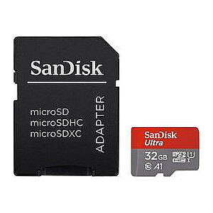 SanDisk Ultra microSDHC 32GB 120MB / s A1 UHS-I + adapteris