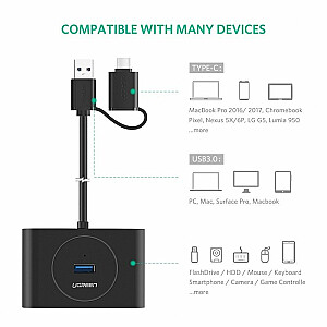 HUB USB 3.0 + USB-C 3.1 UGREEN 4 porti, OTG