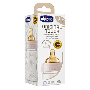 CHICCO Lateksa barošanas pudelīte Original Touch meiteņu, 150ml