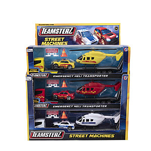 TEAMSTERZ Игровой комплект с металлическим вертолётом и машинками, 26 см