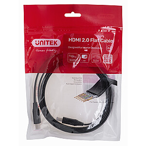 КАБЕЛЬ HDMI UNITEK 2.0 4K60HZ, ПЛОСКИЙ, 2M, C11063BK-2M