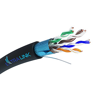 Extralink CAT5E FTP (F/UTP) V2 tīkla kabelis ĀRĀS VĪTAIS PĀRIS 100 m melns F/UTP (FTP)