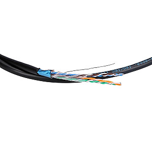 Extralink CAT5E FTP (F/UTP) V2 tīkla kabelis ĀRĀS VĪTAIS PĀRIS 100 m melns F/UTP (FTP)
