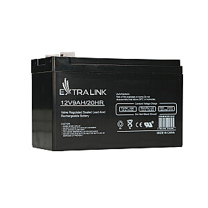 Extralink AKUMULATOR BATTERY AGM 12V 9AH noslēgtā svina skābe (VRLA)