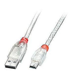 CABLE USB2 A TO MINI-B 2M/TRANSPARENT 41783 LINDY