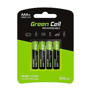 Mājsaimniecības akumulators Green Cell GR04 Niķeļa metāla hidrīda (NiMH) Uzlādējams akumulators AAA 4X AAA R3 800mAh