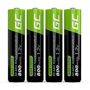 Бытовая батарея Green Cell GR04 Никель-металлогидридная (NiMH) аккумуляторная батарея AAA 4X AAA R3 800 мАч