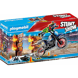 Playmobil triku šovs: liesmojošs šķēršļu motocikls (70553)