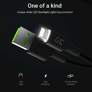 USB kabelis Green Cell USB-A — zibens 1,2 m melns (KABGC05)