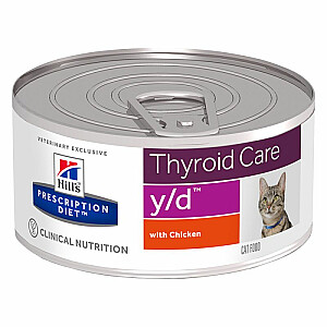 HILL'S PRESCRIPTION DIET Thyroid Care Feline y/d Wet Cat Barība Vistas gaļa 156g