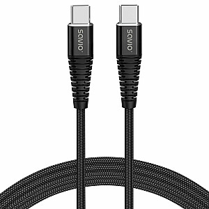 Savio CL-160 USB-кабель 2 м USB 2.0 USB C - USB C Черный