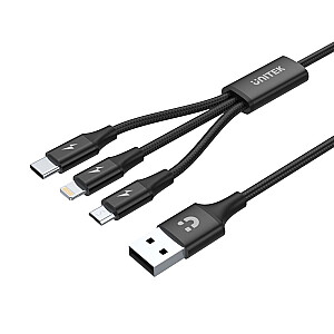 UNITEK C14049BK USB kabelis 1,2 m USB 2.0 USB C Mikro-USB B/zibens melns