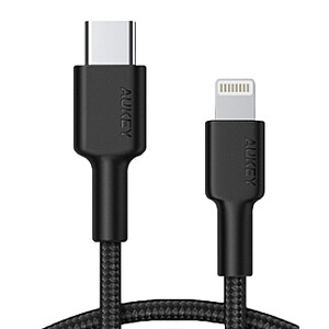 AUKEY CB-CL02 USB kabelis Ātrās uzlādes USB C-Lightning | 1,2 m | Melns