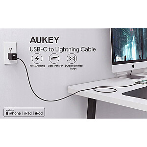AUKEY CB-CL02 USB-кабель Быстрая зарядка USB C-Lightning | 1,2 м | Черный