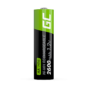 Green Cell mājsaimniecības akumulators GR01 uzlādējams AA akumulators niķeļa metāla hidrīda (NiMH) 4X AA R6 2600 mAh