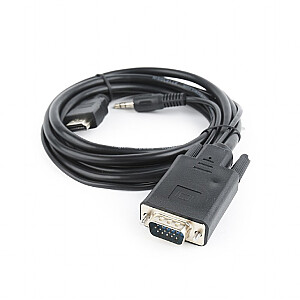 Gembird CC-DP-HDMI-5M HDMI + 3,5 mm VGA (D-Sub) video kabeļa adapteris, melns