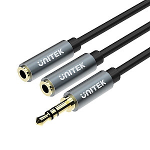 UNITEK Y-C956ABK audio kabelis 0,2 m 3,5 mm 2 x 3,5 mm melns, pelēks