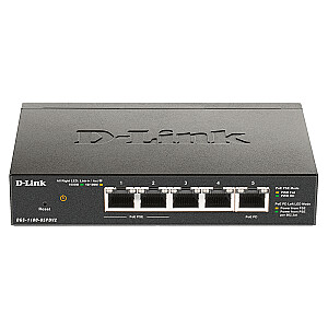D-Link DGS-1100-05PDV2 tīkla slēdzis pārvaldīts Gigabit Ethernet (10/100/1000) Power over Ethernet (PoE) Melns
