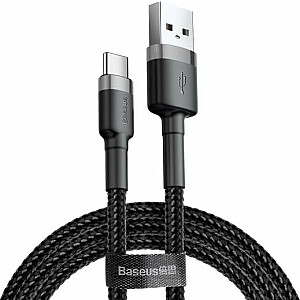 Cable Baseus Cafule CATKLF-CG1 (USB 2.0 — USB tips C; 2 m; pelēki melna krāsa)