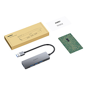 AUKEY CB-H36 Алюминиевый концентратор USB-A | ультратонкий | 4в1 | 4xUSB 3.0 | 5 Гбит/с