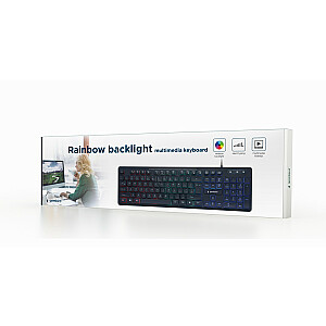 Gembird KB-UML-02 Мультимедийная клавиатура с радужной подсветкой, черная, раскладка США