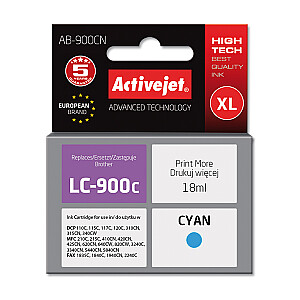 Activejet AB-900CN tinte Brother printerim; Brother LC900C nomaiņa; Augstākā; 17,5 ml; zils