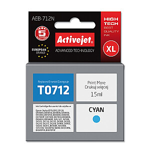 Activejet AEB-712N tinte Epson printeriem, Epson T0712, T0892 nomaiņa; Augstākā; 15 ml; zils