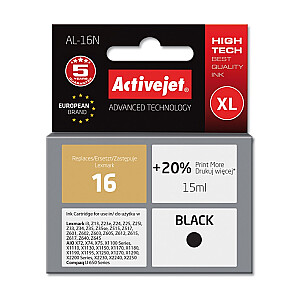 Activejet AL-16N tinte Lexmark printerim; rezerves Lexmark 16 10N0016; Augstākā; 15 ml; melns