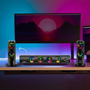 2 vienā datora skaļrunis Soundbar Dators RGB LED gaismas stereo spēle USB 2 x 3W AUX 3,5 mm