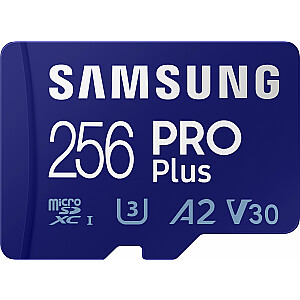 Samsung PRO Plus 2021 MicroSDXC karte 256 GB 10. klase UHS-I/U3 A2 V30 (MB-MD256KA/EU)
