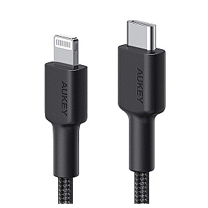AUKEY CB-CL03 USB kabelis Ātrās uzlādes USB C-Lightning | 2m | Melns