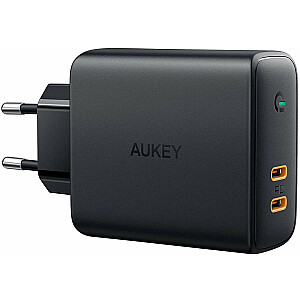 AUKEY PA-D5 зарядное устройство GaN для мобильных устройств Черный 2xUSB C Power Delivery 3.0 63W 6A Dynamic Detect