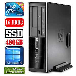 Personālais dators HP 8100 Elite SFF i5-650 16GB 480SSD GT1030 2GB DVD WIN10