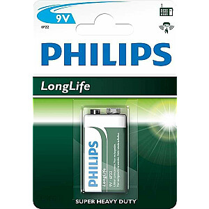 Philips LongLife 9V Block akumulators 1 gab.