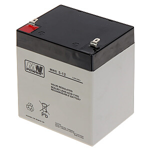MW Power MWS 5-12 UPS ar akumulatoru noslēgts svina skābes akumulators (VRLA) 12V 5Ah