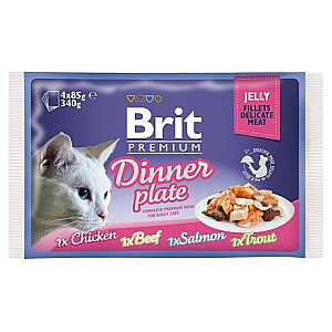 Vakariņu šķīvis Brit Premium Cat Jelly Filet 4x85g