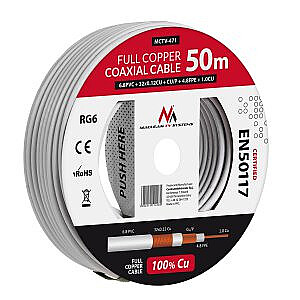 Koaksiālais kabelis Maclean MCTV-472 (100m; balta krāsa)