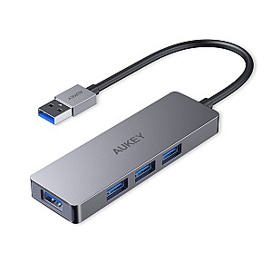 AUKEY CB-H36 alumīnija USB-A centrmezgls | īpaši plāns | 4in1 | 4xUSB 3.0 | 5 Gbps
