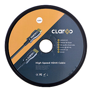 CLAROC HDMI CABLE FIBER OPTICAL AOC 2.0, 4K, 40M