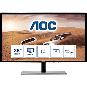 AOC 79 Series U2879VF 71,1 cm (28 collas) datora monitors 3840 x 2160 pikseļi 4K Ultra HD LCD melns sudrabs