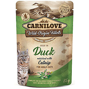 CARNILOVE Cat Pouch Duck&Catnip - mitrā barība kaķiem - 85 g