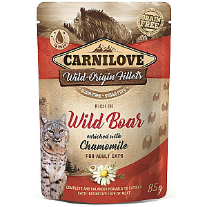 CARNILOVE Cat Pouch Wild Boar&Chamomile - mitrā barība kaķiem - 85 g